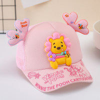 Gorro de protección solar con orejas pequeñas y bonitas de Winnie the Pooh para bebé de primavera y verano  Rosado