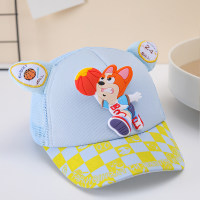 قبعة للحماية من الشمس بأذنين صغيرة لطيفة على شكل ثعلب رياضي للربيع والصيف  أزرق