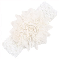 Acessórios de tiara de flor de pérola de chiffon artesanal de cor sólida infantil  Branco