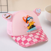 Spring and summer baby sports fox cute small ears sun protection cap  Pink