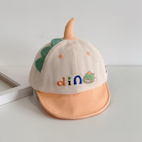 Spring new soft children's peaked hat with small dinosaur pattern sun protection hat  Orange