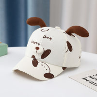 Gorra con sombrilla con orejas 3D y estampado de cachorros de dibujos animados para niños  Blanco