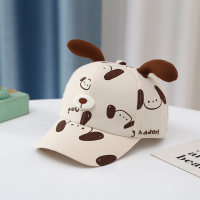 Gorra con sombrilla con orejas 3D y estampado de cachorros de dibujos animados para niños  Beige