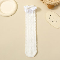 Children's Summer Thin Lace Bow Over-the-Knee Stockings  White