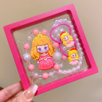 Conjunto de tres piezas de caja de regalo de joyería con cuerda para el cabello y pulsera con collar de sirena Blancanieves para niños  Multicolor