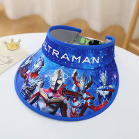 Protezione solare estiva per bambini Cappello da sole Ultraman a tesa larga con parte superiore vuota e anti-UV  Profondo blu