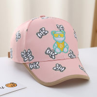 New Spring and Summer Children's Glasses Bear Print Sunscreen Breathable Peaked Cap  Pink
