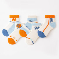 Cinq paires-chaussettes mi-tube pour étudiants en sport de basket-ball en maille d'été pour enfants  Multicolore