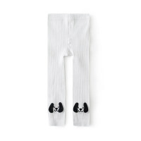 Children's spring and summer new three-dimensional cartoon puppy combed cotton non-falling nine-point leggings  White