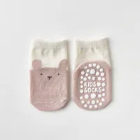 Baby Pure Cotton Cartoon Animal Style Non-slip Socks  Pink