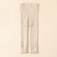 Leggings de nueve puntos de moda versátiles para bebé con encaje bordado de conejito fino de primavera y otoño para niñas  Beige