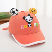 Spring and summer children's football panda cute small ears sun protection cap  Orange