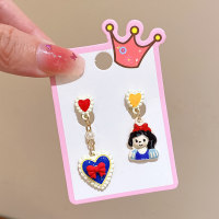 Children's cute cartoon Snow White series sweet girl non-pierced ear clips a pair  Multicolor