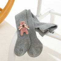 Children's Bear Doll Calf Length Socks  Gray