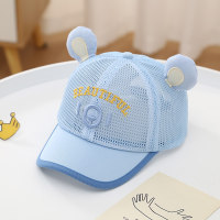Children's summer full mesh breathable cartoon bear ears sunshade cap  Blue