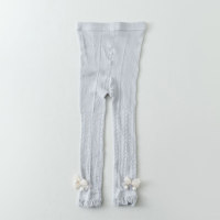 Girls Spring and Summer Thin Combed Cotton Solid Color Pearl Bowknot Crotch-Free Pants  Light Gray