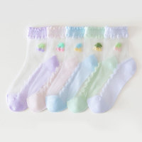 Girls Summer Thin Mesh Glass Silk Princess Crystal Stockings  Multicolor