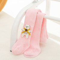 Children's Bear Doll Calf Length Socks  Pink