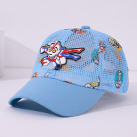 Children's spring and summer Ultraman light-up print full mesh sun protection cap  Blue