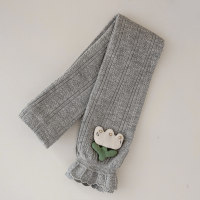 Leggings de nueve puntos de moda versátil para bebé con tulipán de trigo fino de primavera y otoño para niñas  gris