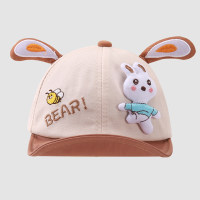 Sombrero para el sol con orejas tridimensionales de conejito lindo de primavera y verano para niños  marrón