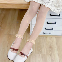 Children's summer thin rabbit lace nine-point stockings that are not easy to snag  Apricot