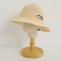 Sombrero de paja para niños, protección solar de verano, transpirable, con parte superior hueca, para viajes en la playa, ocio, combina con todo  Beige
