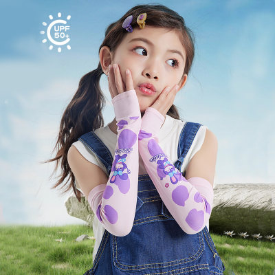Protection solaire d'été pour enfants, dessin animé mignon, anti-ultraviolet, manches de bras en soie glacée
