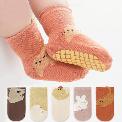 Rutschfeste Socken mit Cartoon-Tiermuster für Kleinkinder