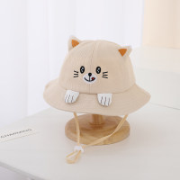 Children's cute bear three-dimensional ears outdoor sunshade hat  Beige