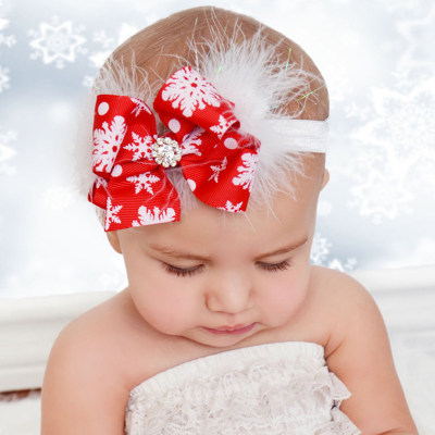 Baby Toddler Girl Christmas Style Bowknot Decor Headband