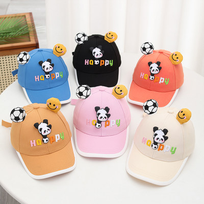 Cappellino protettivo solare per bambini primaverili ed estivi, panda da calcio, con orecchie piccole