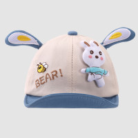 قبعة شمسية للأطفال للربيع والصيف لطيفة على شكل أرنب صغير ثلاثية الأبعاد  أزرق