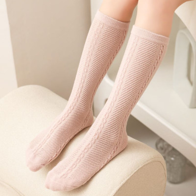 Kid Girl Solid Color Mesh Knee-High Stockings
