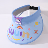 Protezione solare estiva per bambini cartone animato Kuromi cappello da sole anti-ultravioletto con parte superiore vuota  Blu