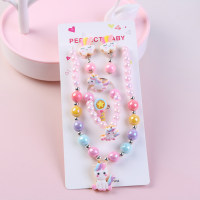 Kids Unicorn Cute Beaded Necklace Jewelry Set  Style 2