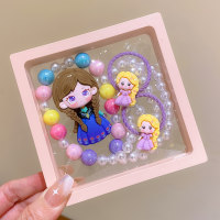 Conjunto de tres piezas de caja de regalo de joyería con cuerda para el cabello y pulsera con collar de sirena Blancanieves para niños  Multicolor