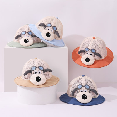 Baby spring and summer mesh glasses puppy fashion cute trendy basin hat