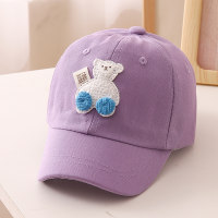Gorro de animal PEQUEÑO tridimensional nuevo de primavera para niños sombrero de oso con protección solar  Violeta claro