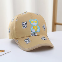 قبعة للأطفال بطبعة الدب قابلة للتهوية للحماية من الشمس  كاكي