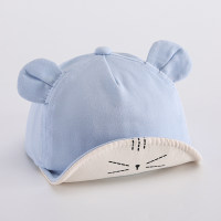 Children's Spring and Summer Cartoon Expression Three-dimensional Ear Peaked Cap  Blue