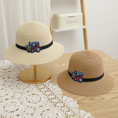 Children's summer sunshade travel cartoon car beach straw hat