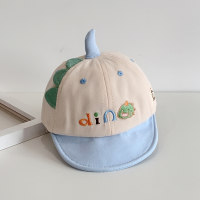 Spring new soft children's peaked hat with small dinosaur pattern sun protection hat  Light Blue