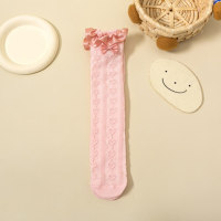 Children's Summer Thin Lace Bow Over-the-Knee Stockings  Pink