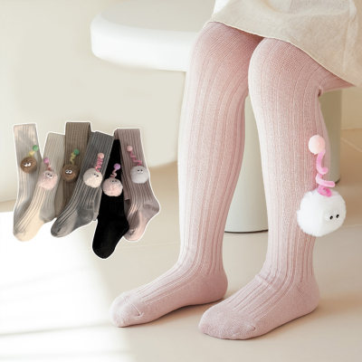 Children's spring thick striped cute fur head accessories pantyhose