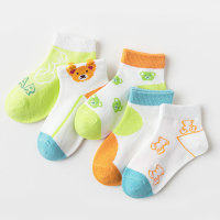 Cinq paires-chaussettes respirantes d'été en maille fine pour enfants, fête d'ours  Multicolore