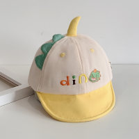 Spring new soft children's peaked hat with small dinosaur pattern sun protection hat  Yellow