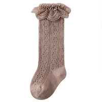 Children's summer mesh breathable lace solid color stockings  Coffee