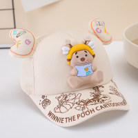 Gorro de protección solar con orejas pequeñas y bonitas de Winnie the Pooh para bebé de primavera y verano  Caqui
