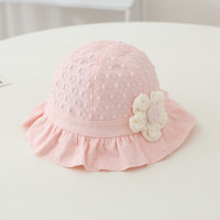 Children's Spring and Autumn Thin Style Cute Super Cute Little Flower Sunshade Hat  Pink